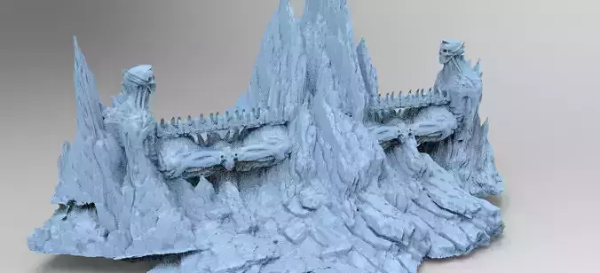 Alien organic Robot statue Monolith colossal Mountains 3D model