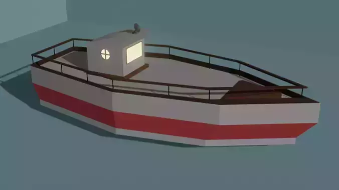 Boat Low-poly 3D model with stripe