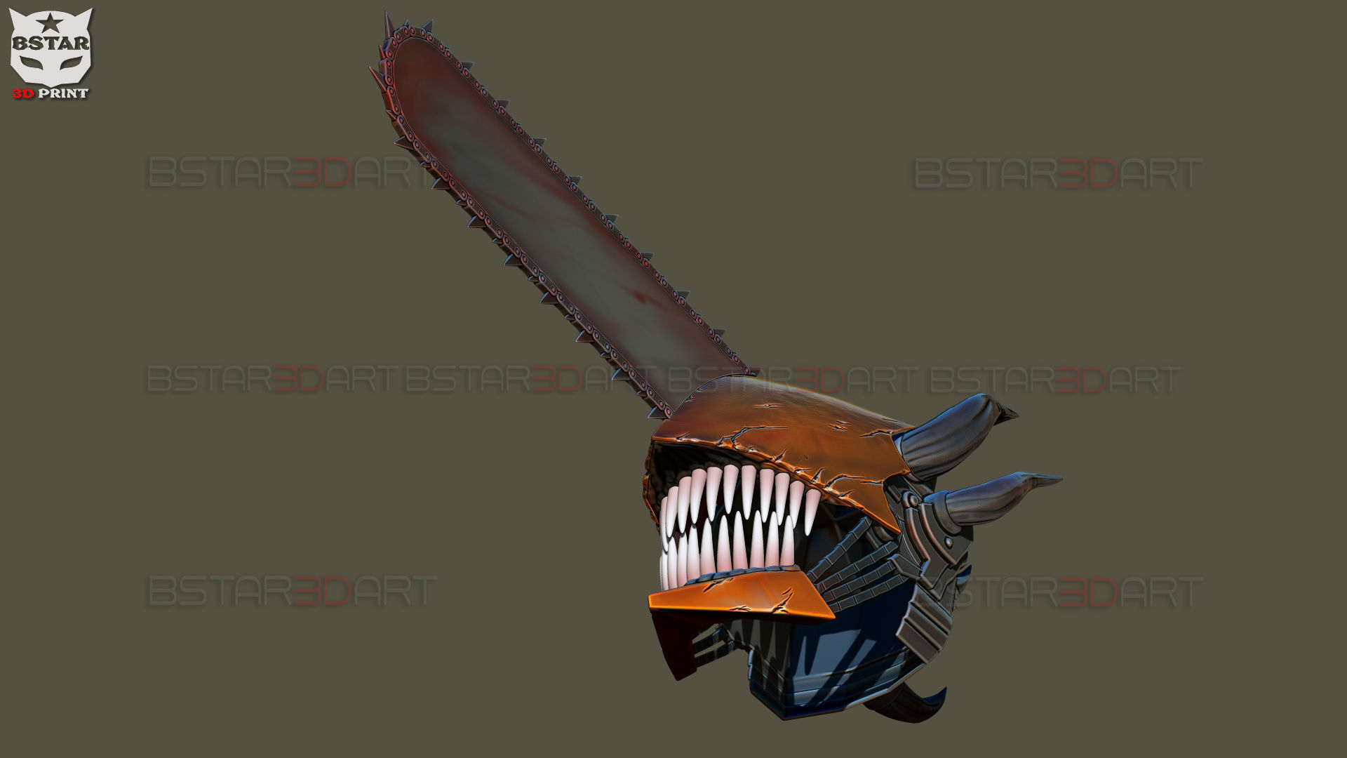 Chainsaw Man Full Form Devil Helmet - Denji Cosplay  3D print model_15