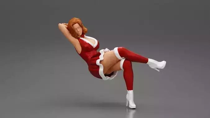 Santa Female sitting in vintage chair 3D print model Santa Female sitting in vintage chair 3D print model