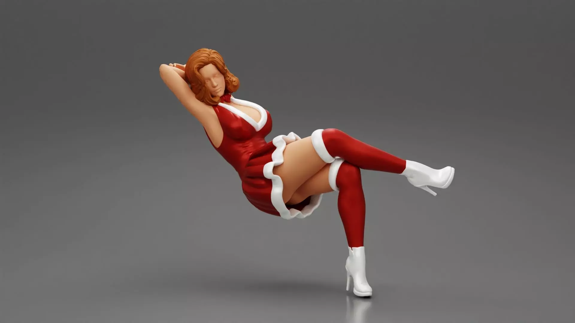 Santa Female sitting in vintage chair 3D print model_0