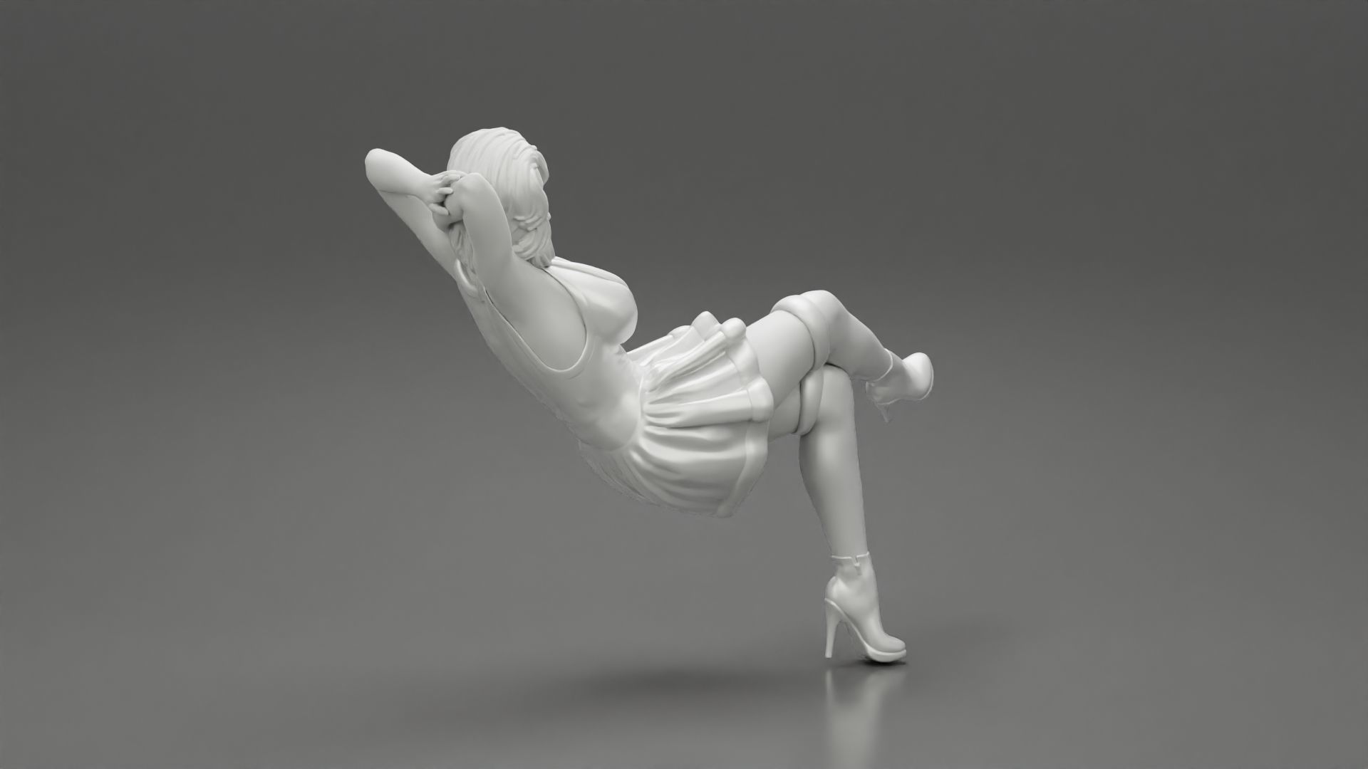 Santa Female sitting in vintage chair 3D print model_7