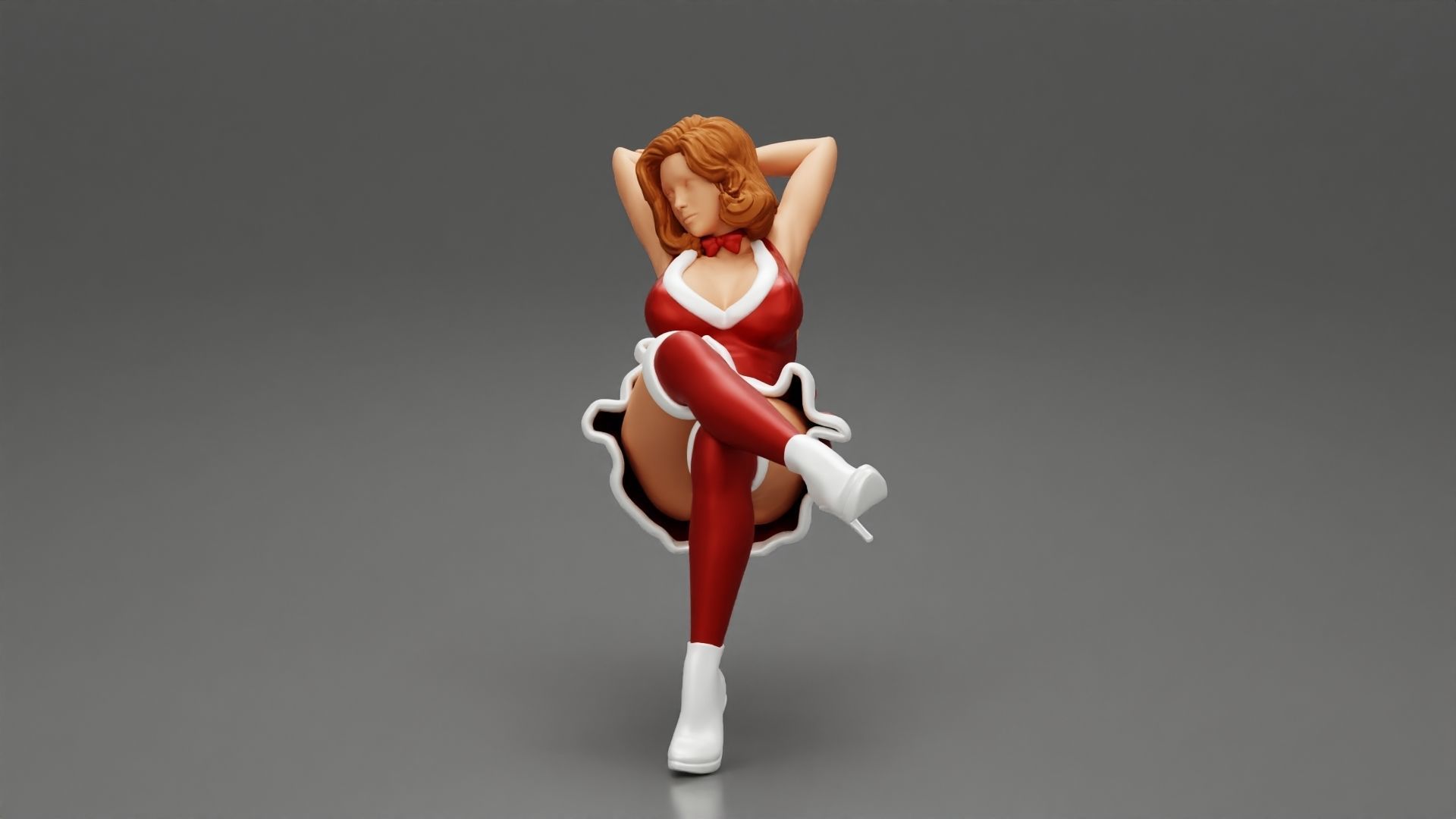 Santa Female sitting in vintage chair 3D print model_5