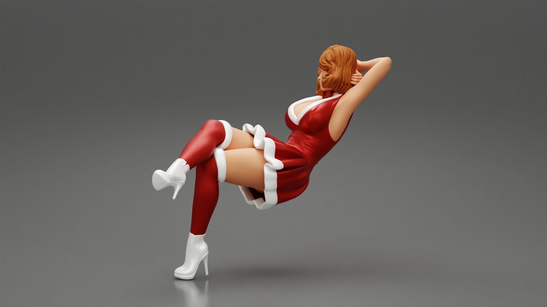 Santa Female sitting in vintage chair 3D print model_4