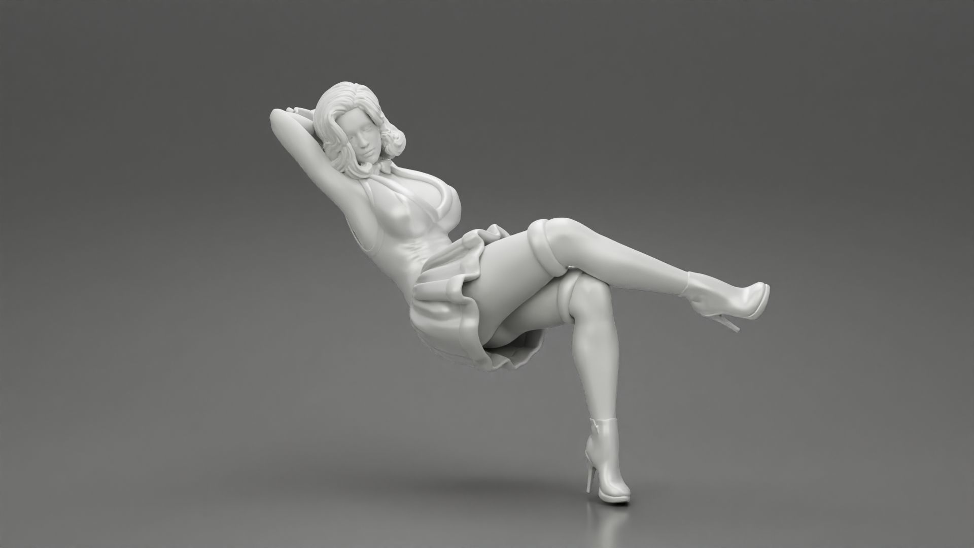 Santa Female sitting in vintage chair 3D print model_6