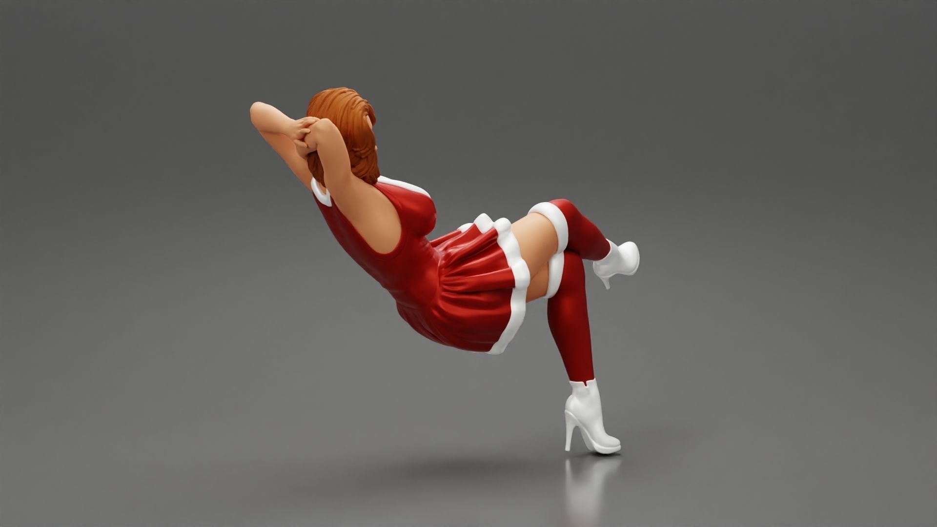 Santa Female sitting in vintage chair 3D print model_1