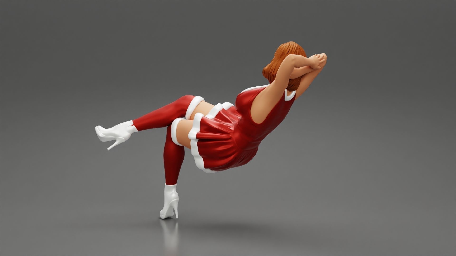 Santa Female sitting in vintage chair 3D print model_3