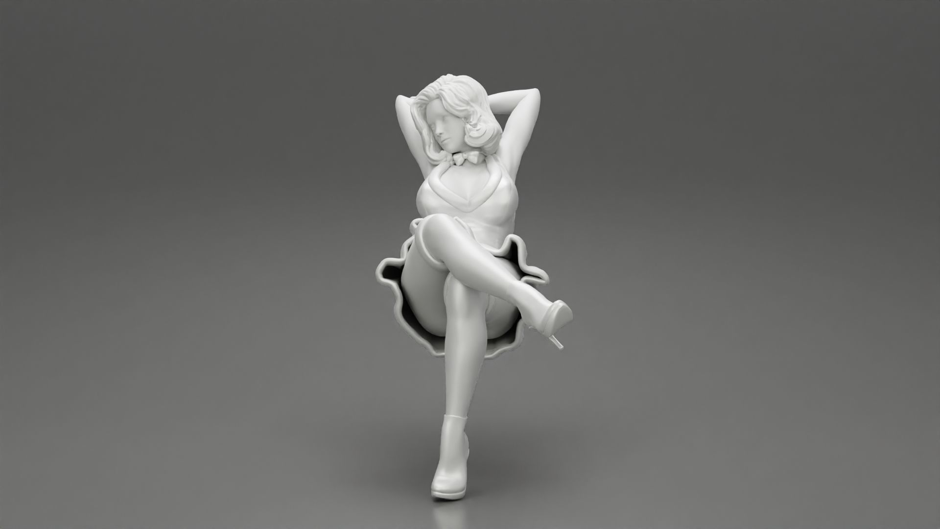 Santa Female sitting in vintage chair 3D print model_11