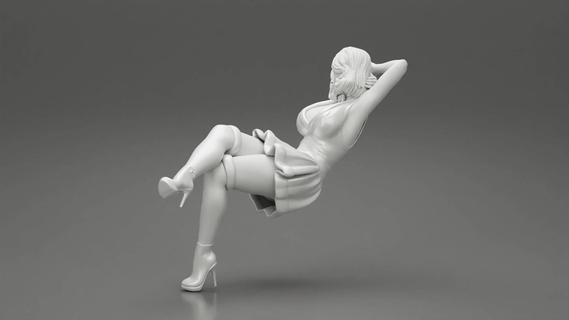 Santa Female sitting in vintage chair 3D print model_10