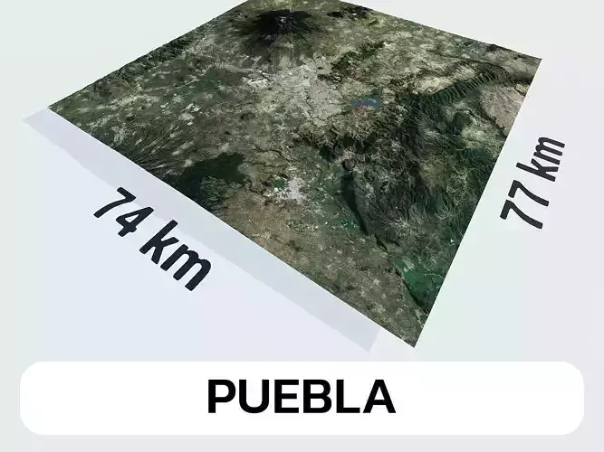 Puebla Mexico City Landscape 3D Model