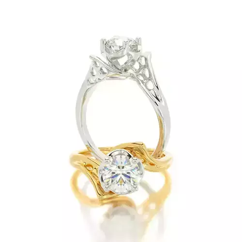 two tone flower engagement ring with 1Ct diamond