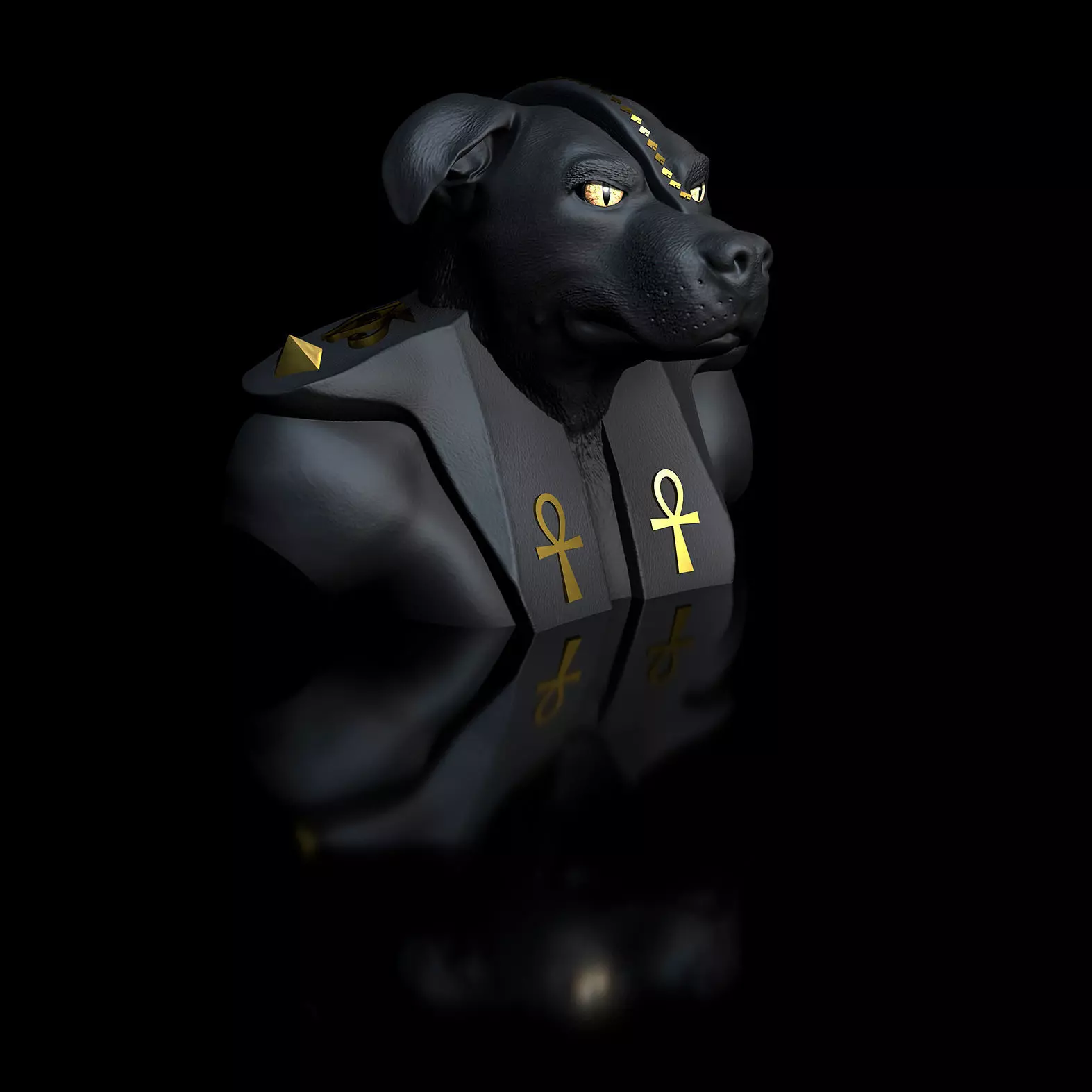 Dog American Staffordshire Terrier Anubis Bust 3D print model