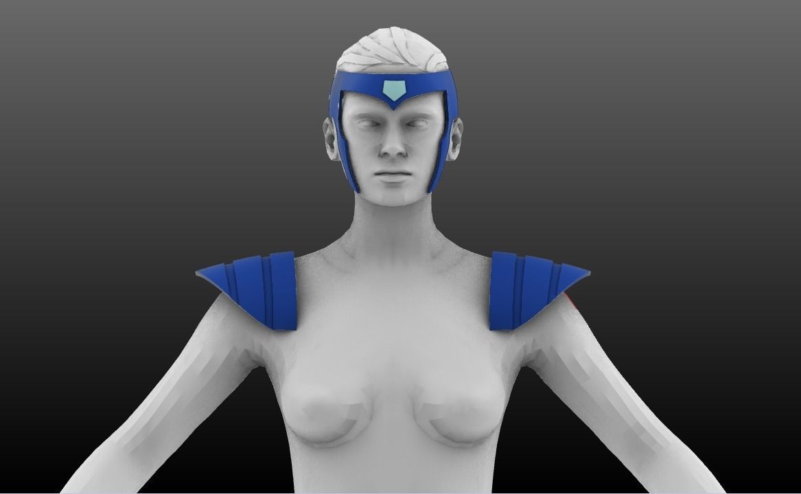 Jean Grey Comic Headpiece and Shoulder armor 3D print model_1