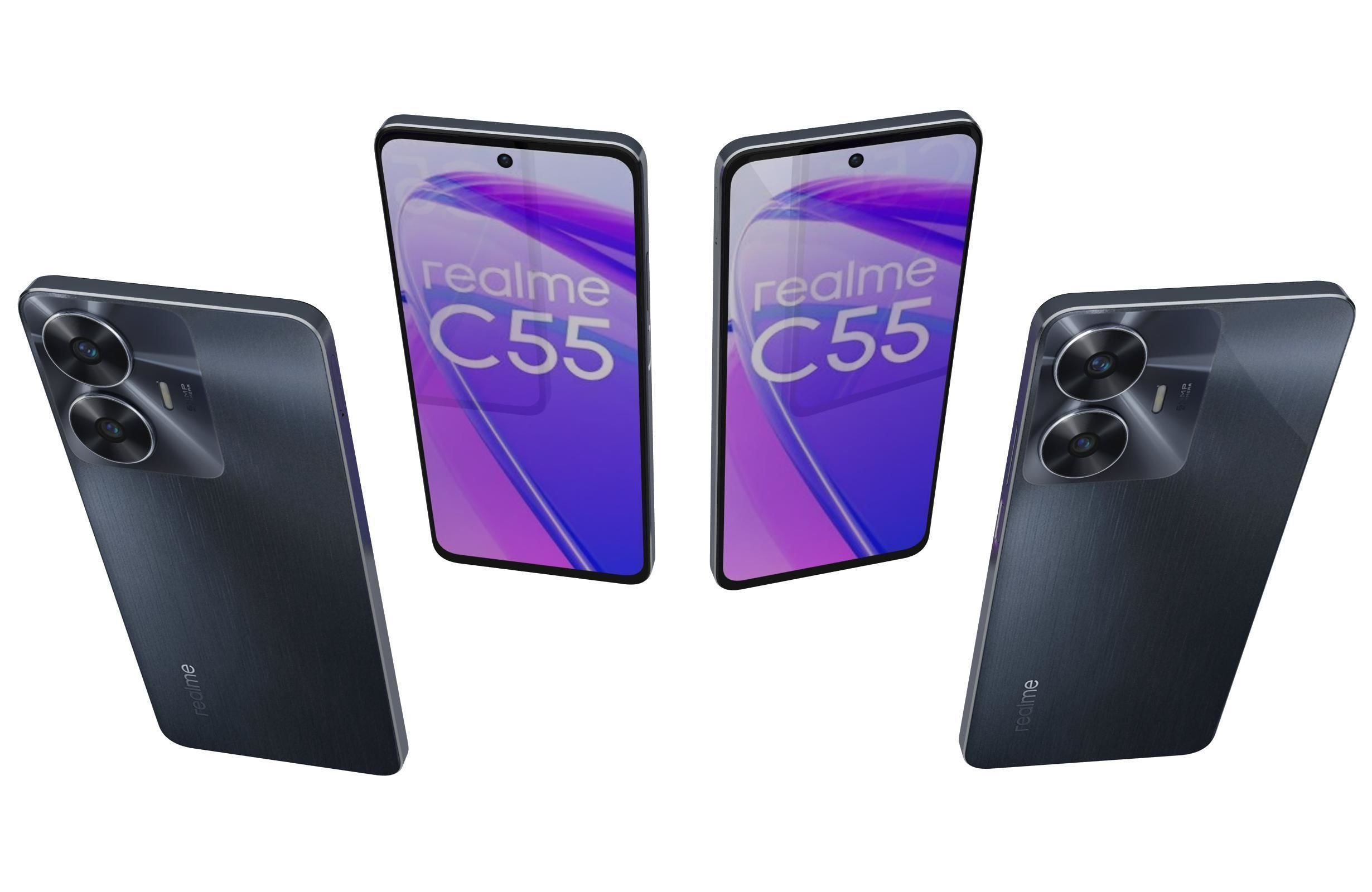 Realme C55 Black Low-poly 3D model_4