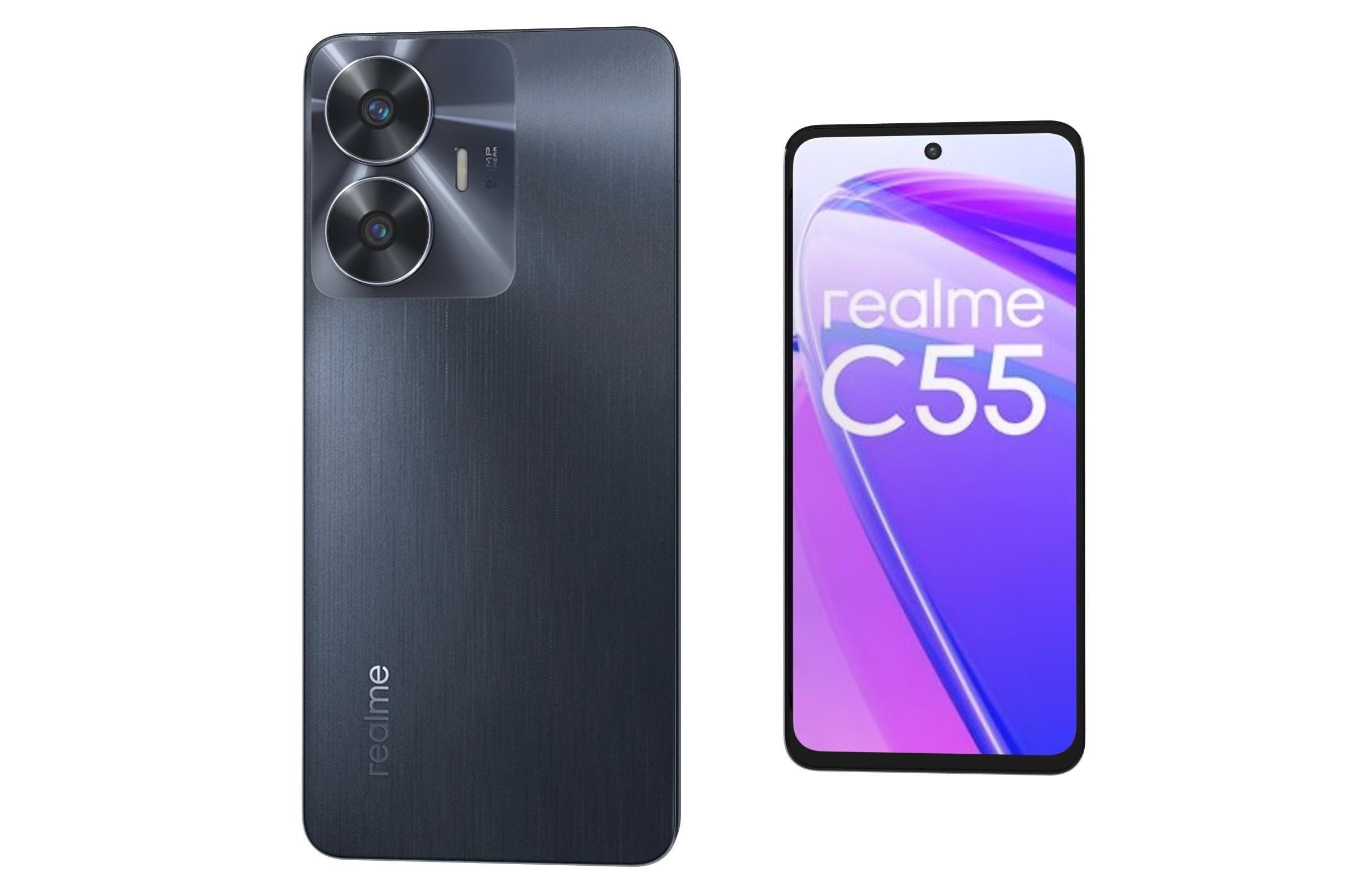 Realme C55 Black Low-poly 3D model_7