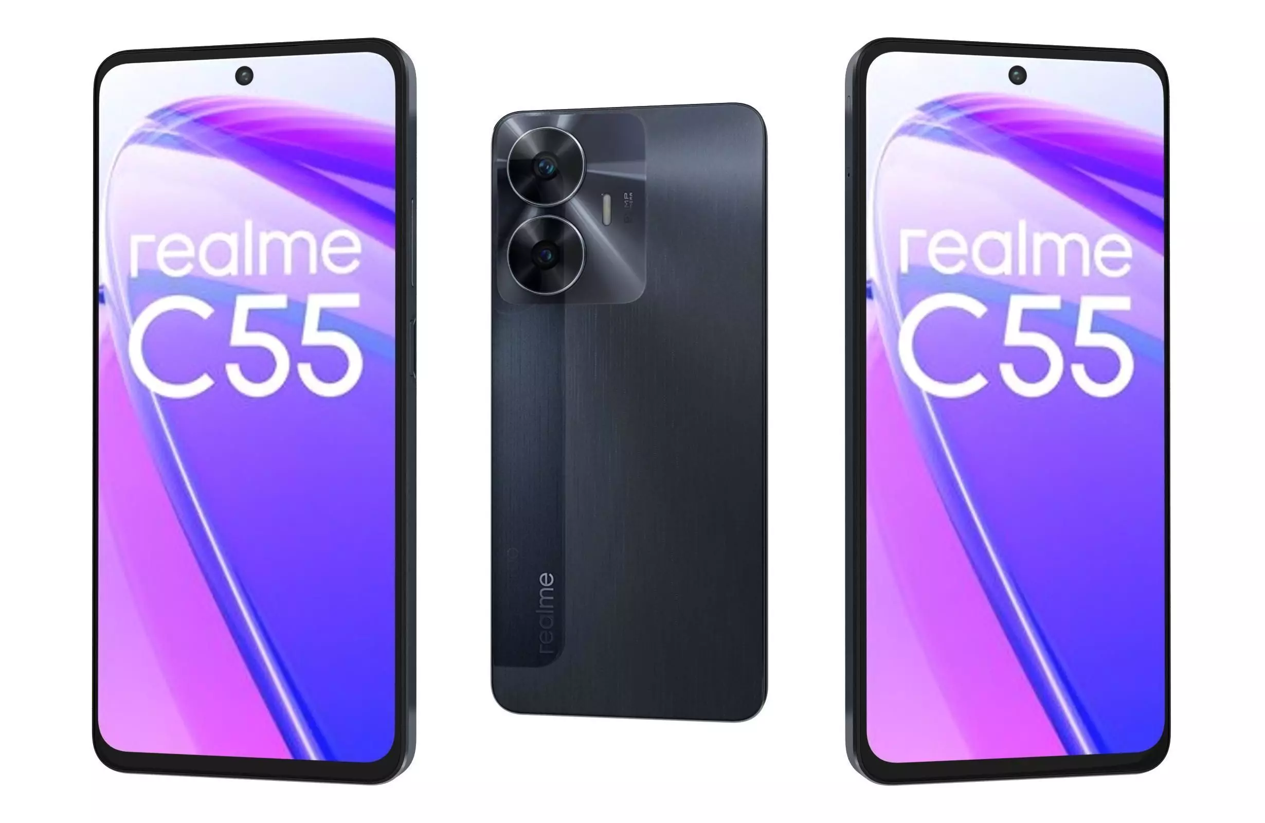 Realme C55 Black Low-poly 3D model_0