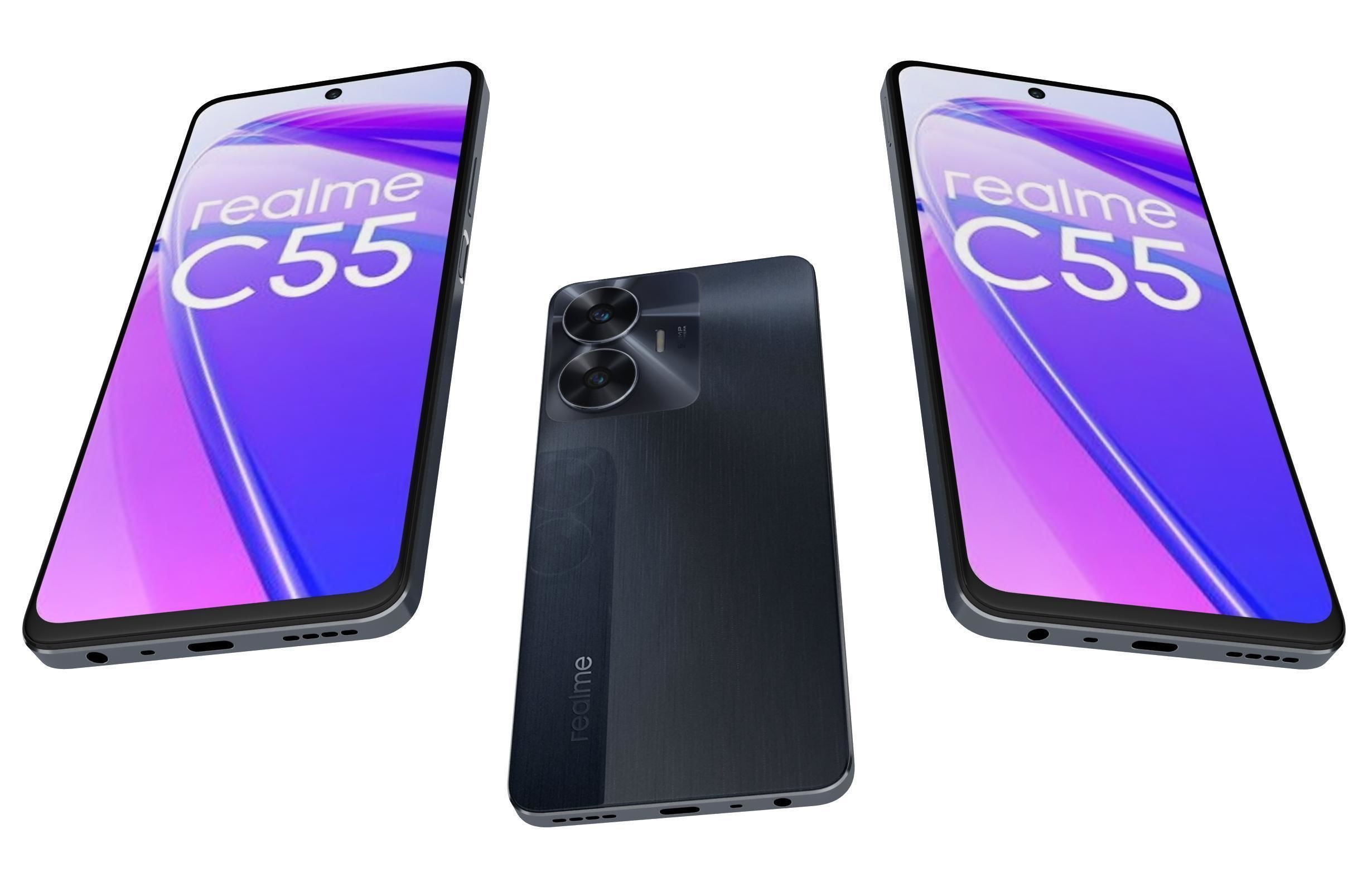 Realme C55 Black Low-poly 3D model_2