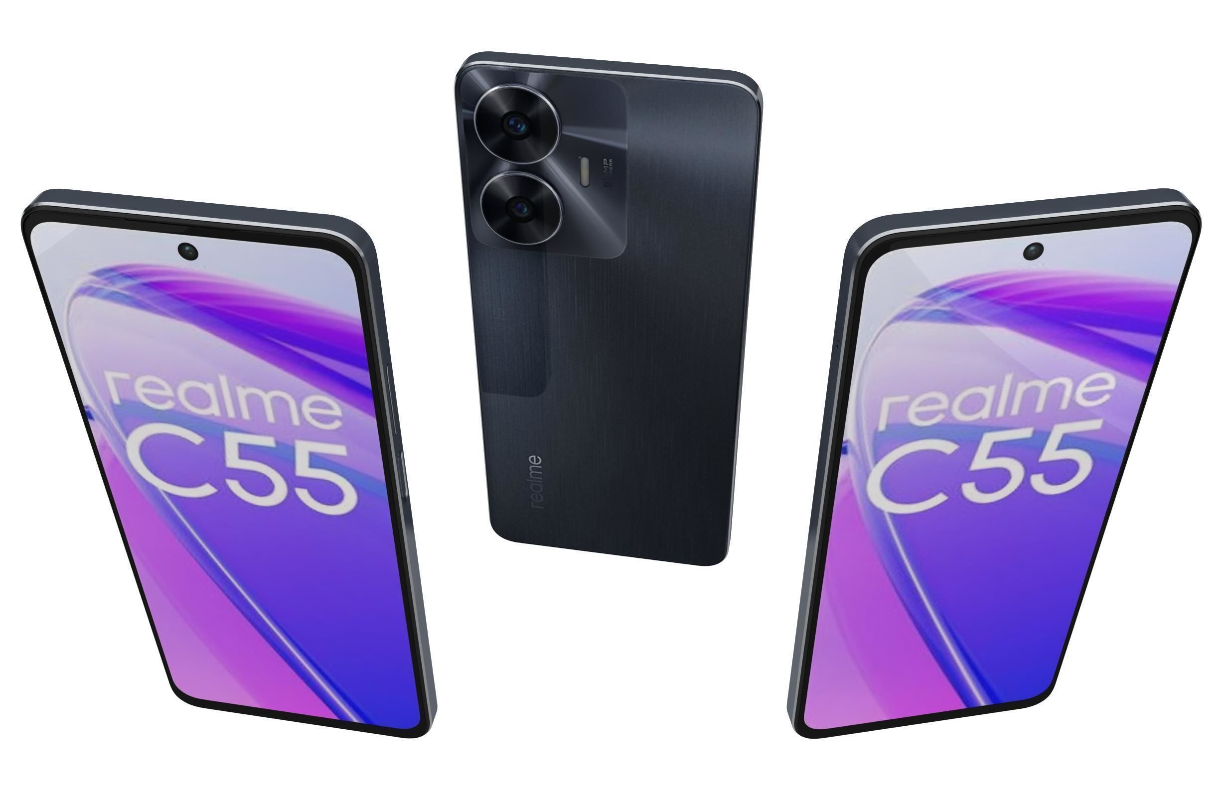 Realme C55 Black Low-poly 3D model_1