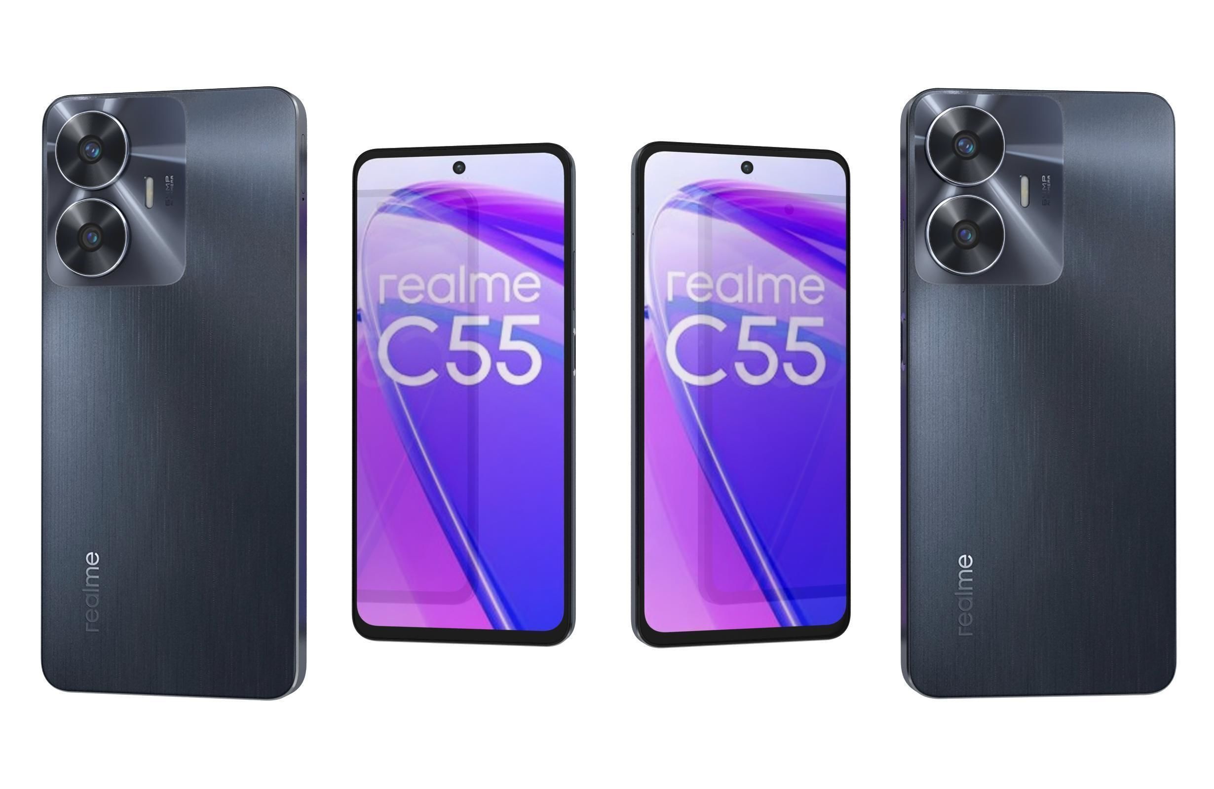 Realme C55 Black Low-poly 3D model_3