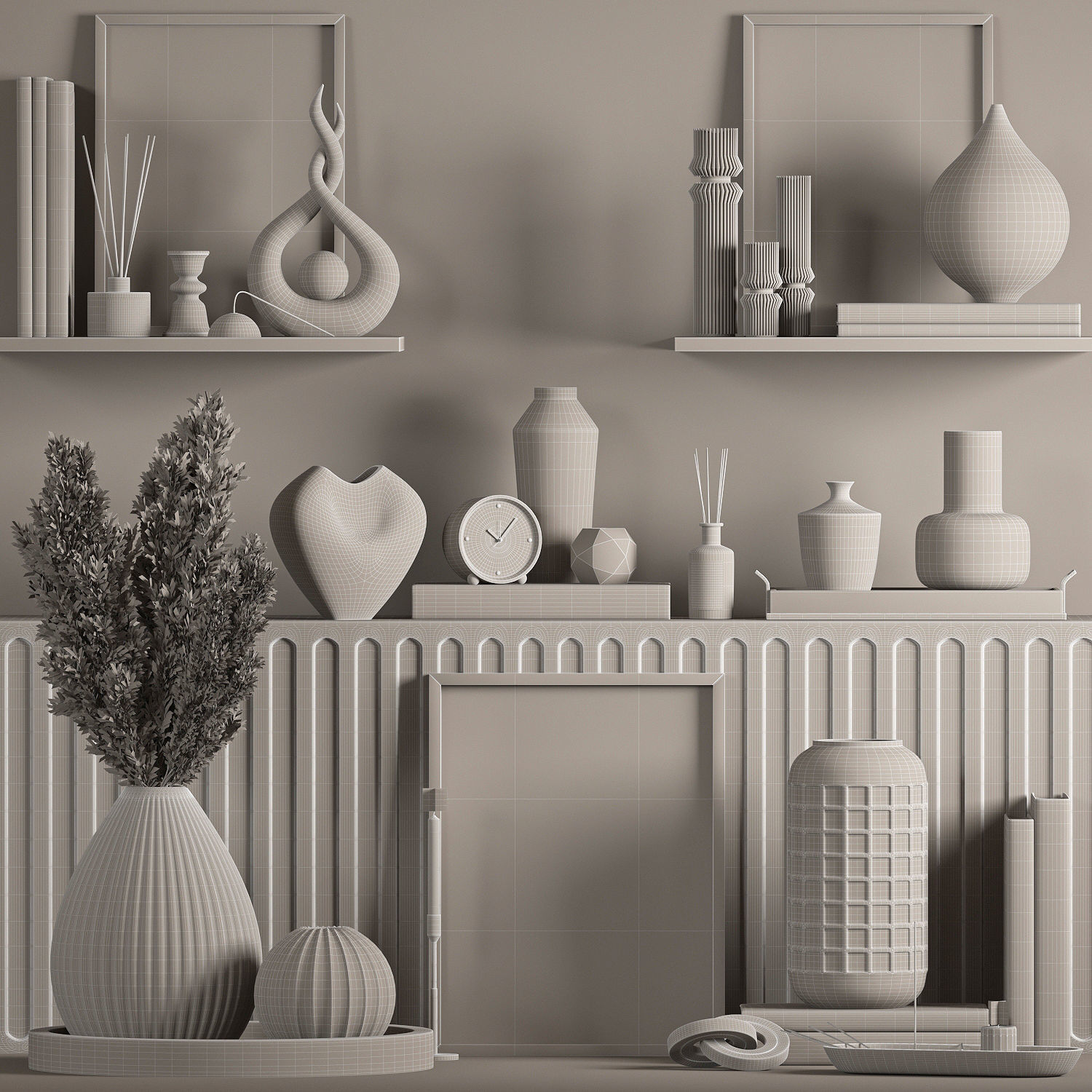 Decorative-set-02 shabby chic living room 3D model_8