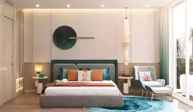 Bedroom - Beach House Scene 3d Model