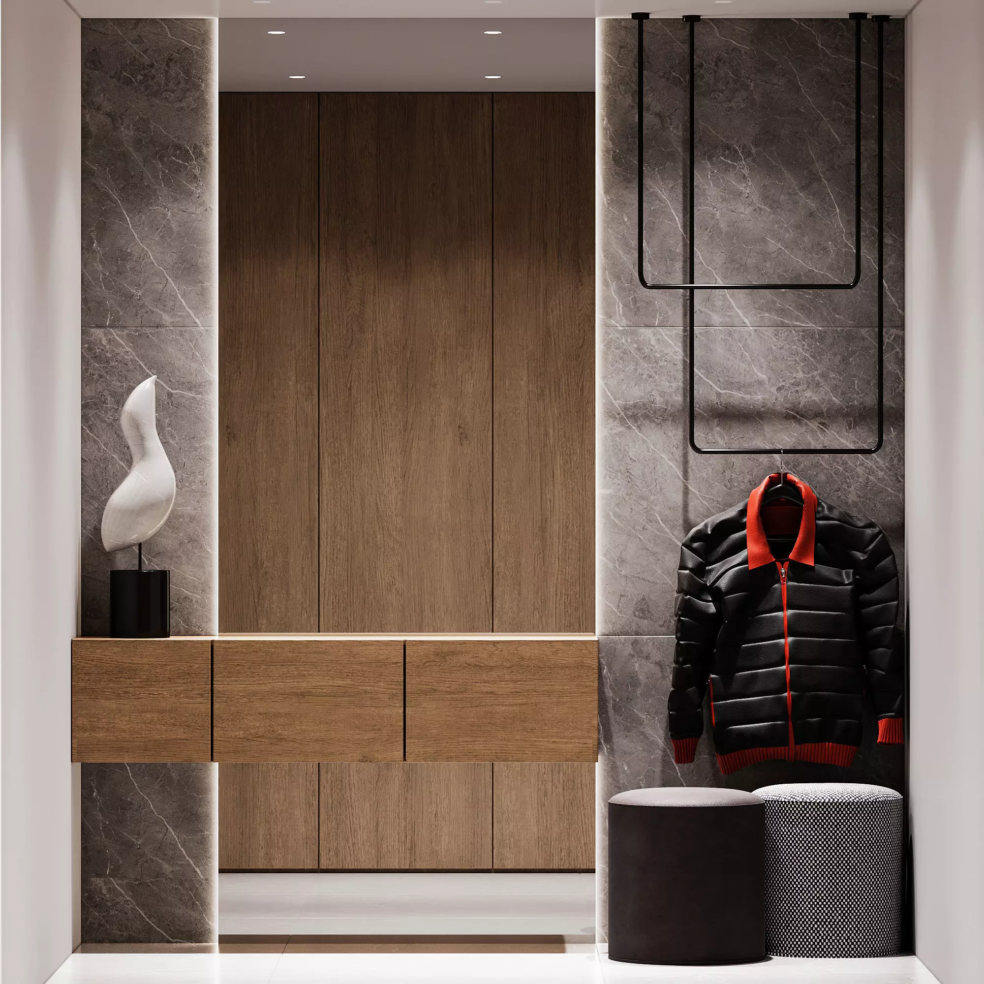 Hallway zone round pouf 3D model_0