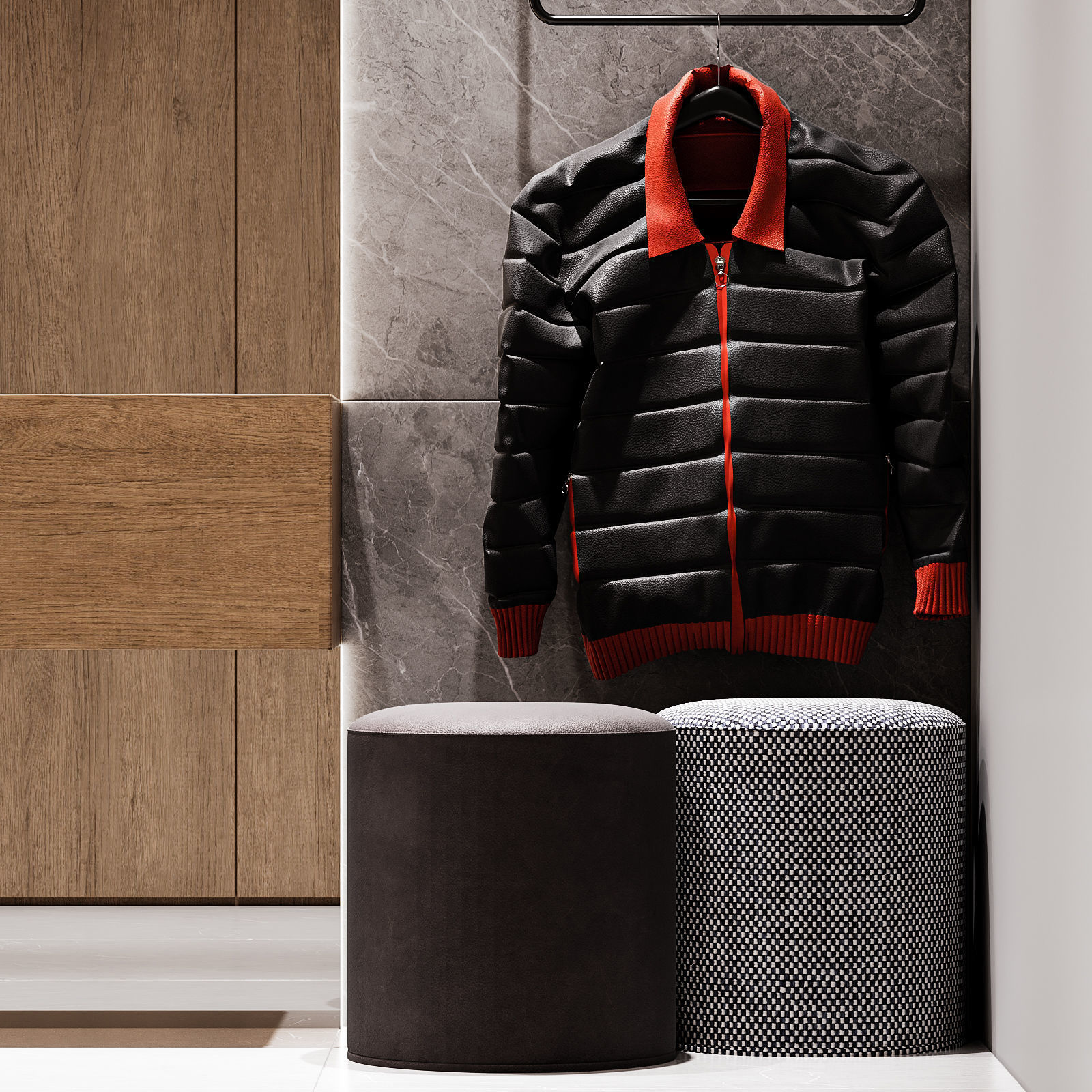 Hallway zone round pouf 3D model_1