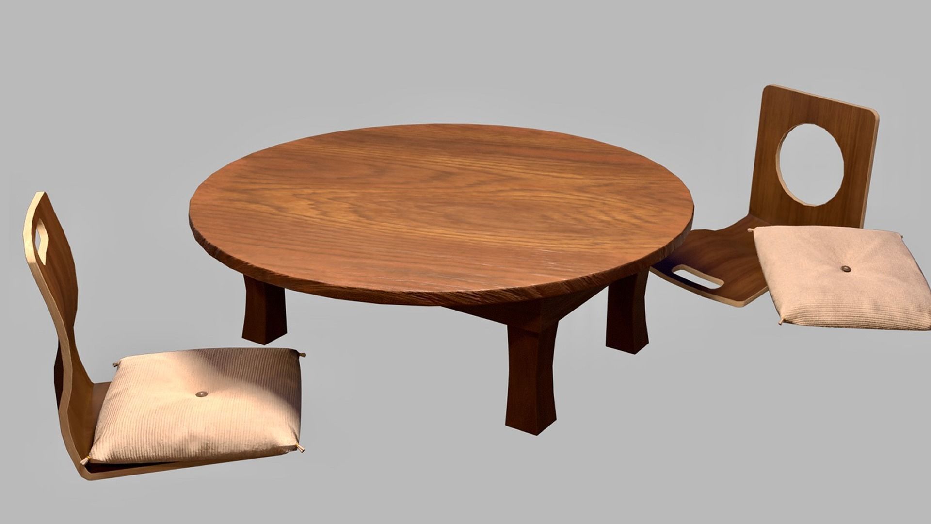 Japanese-Style Tea Room Furnitures Set Low-poly 3D model_1