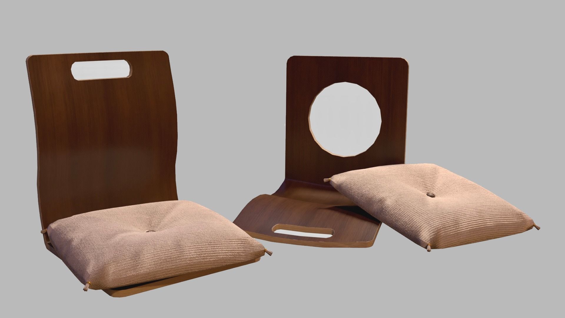 Japanese-Style Tea Room Furnitures Set Low-poly 3D model_3