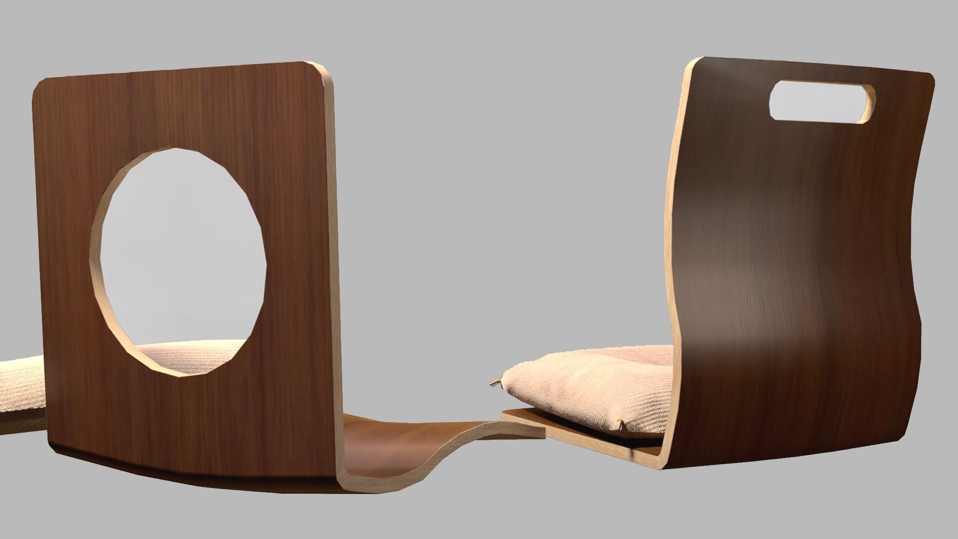 Japanese-Style Tea Room Furnitures Set Low-poly 3D model_4