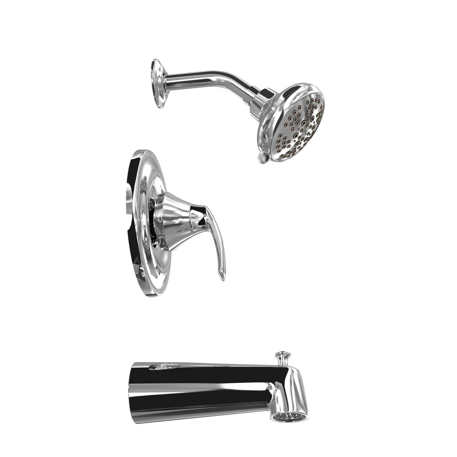 Moen Seena Posi-Temp Tub And Shower Trim - Chrome 3D model_1