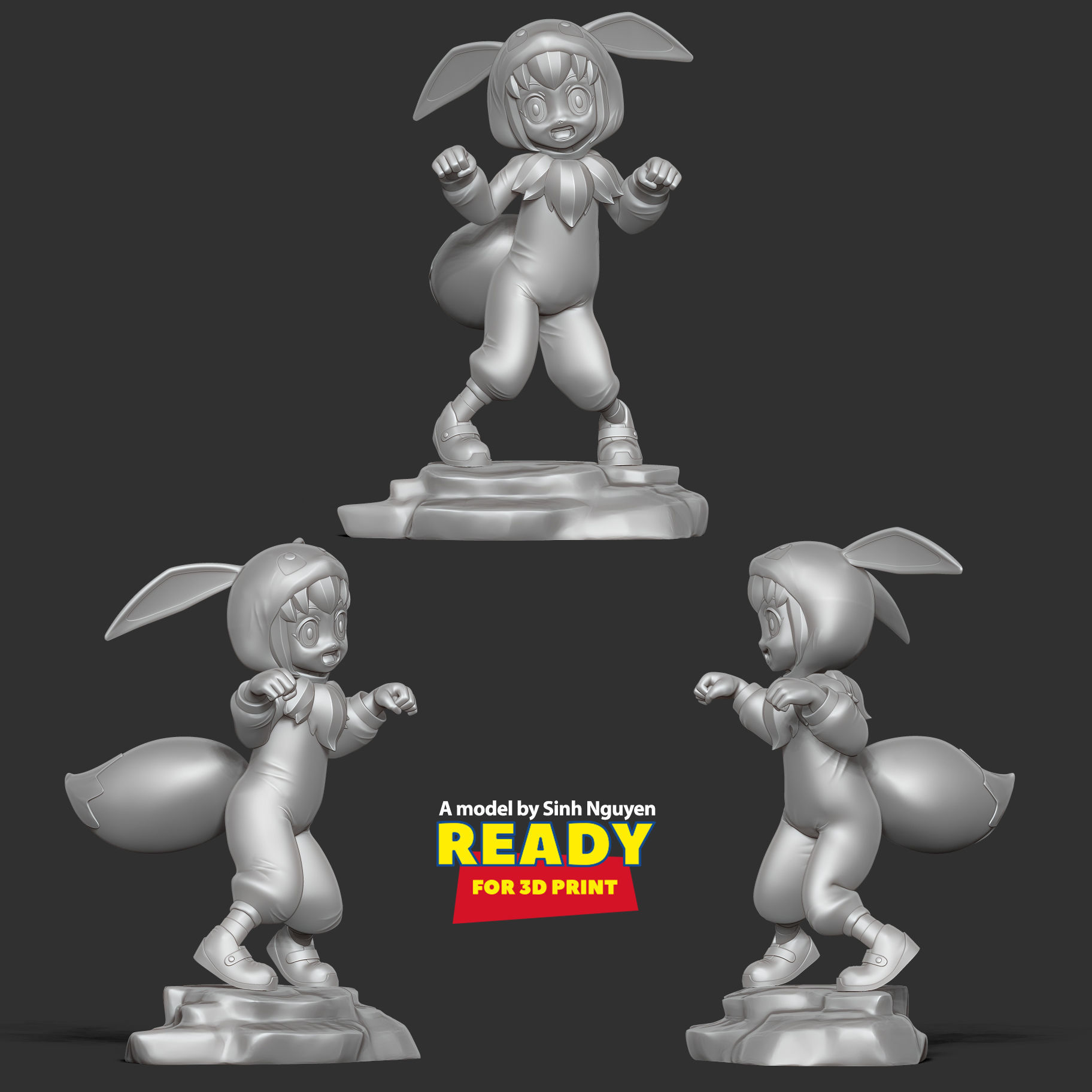 Eevee girl 3D print model_4