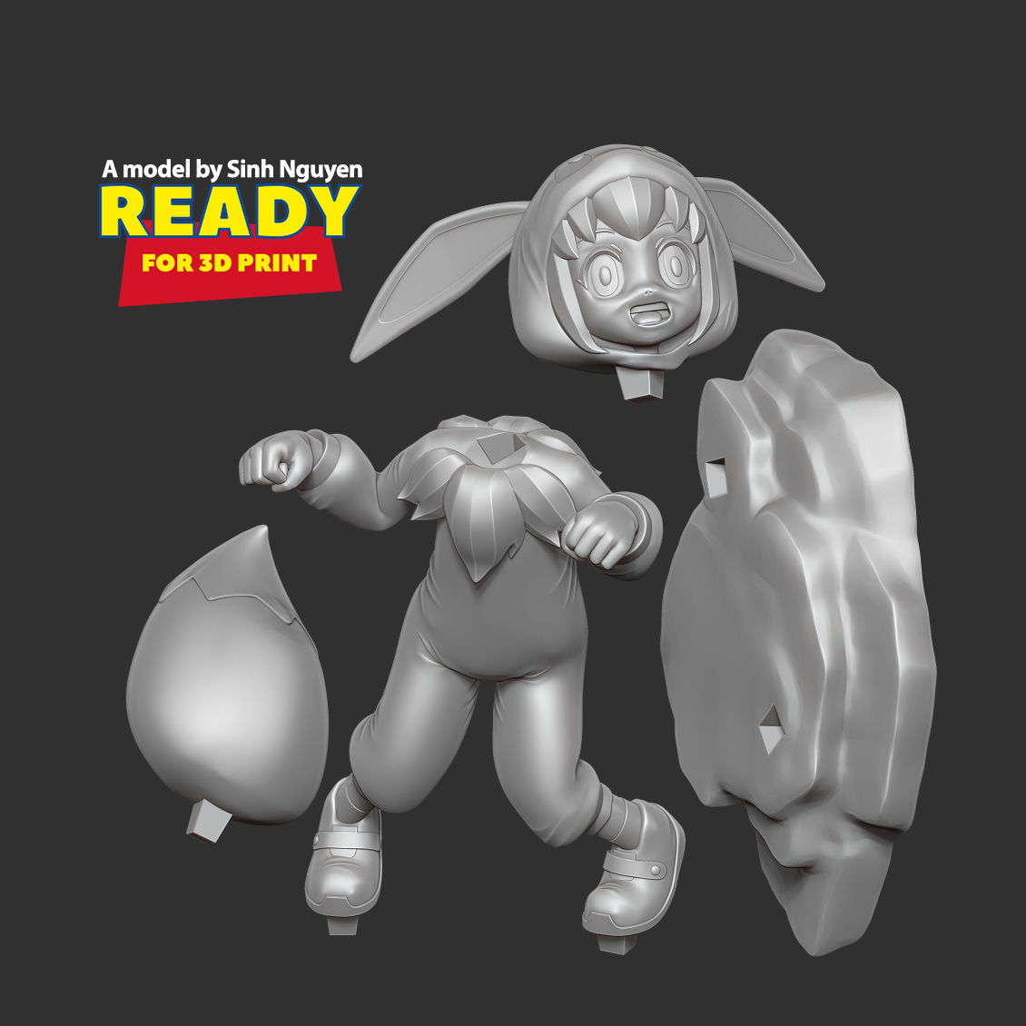 Eevee girl 3D print model_2