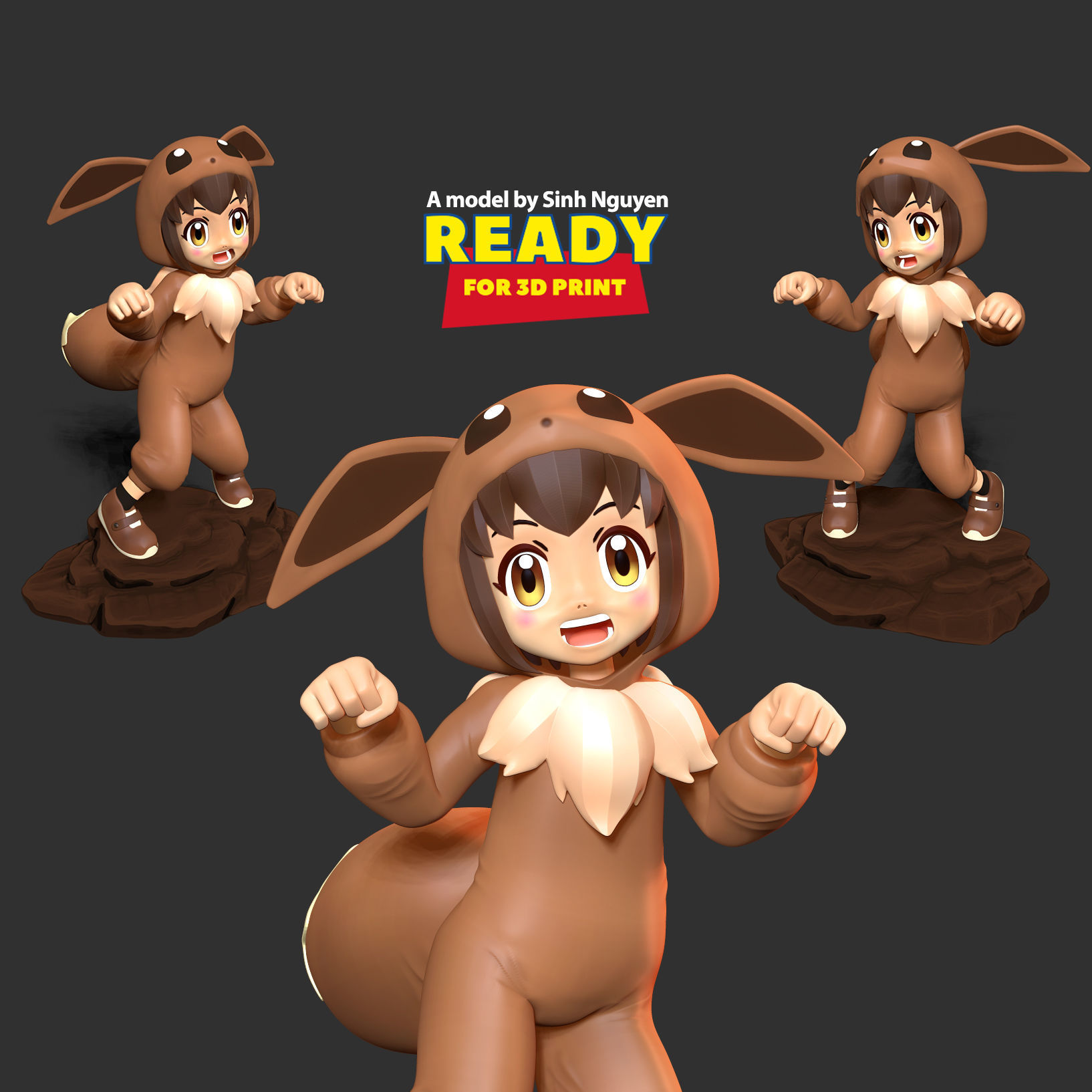 Eevee girl 3D print model_1