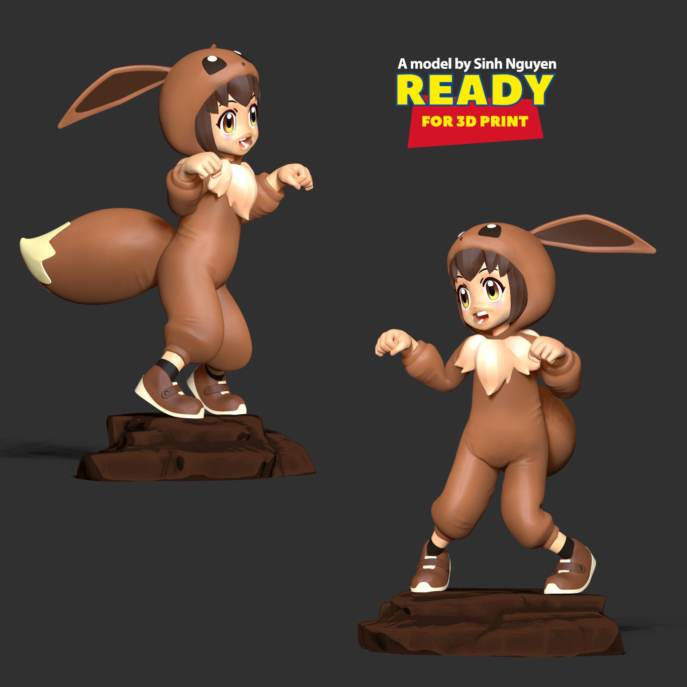 Eevee girl 3D print model_3