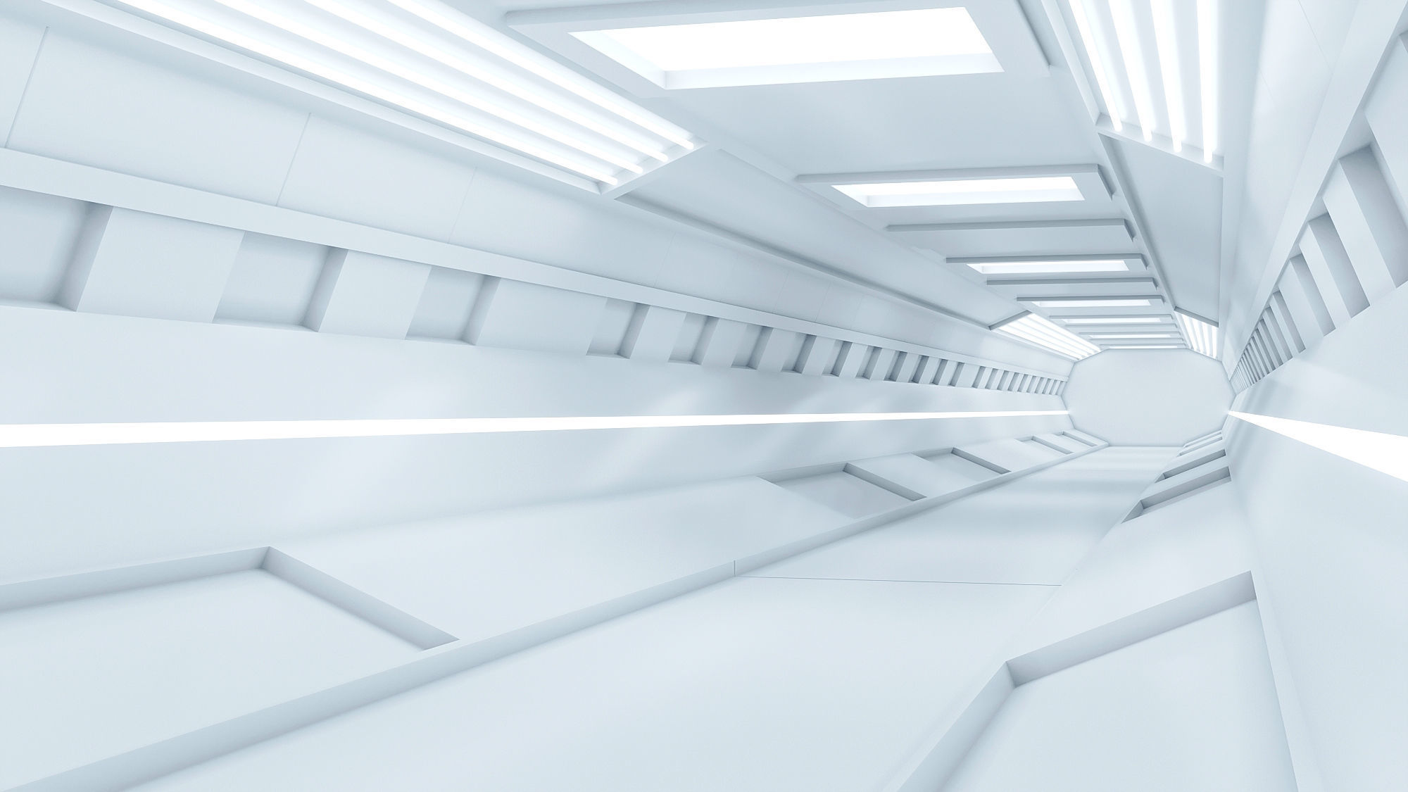 lowpoly sci fi corridor 04 Low-poly 3D model_2