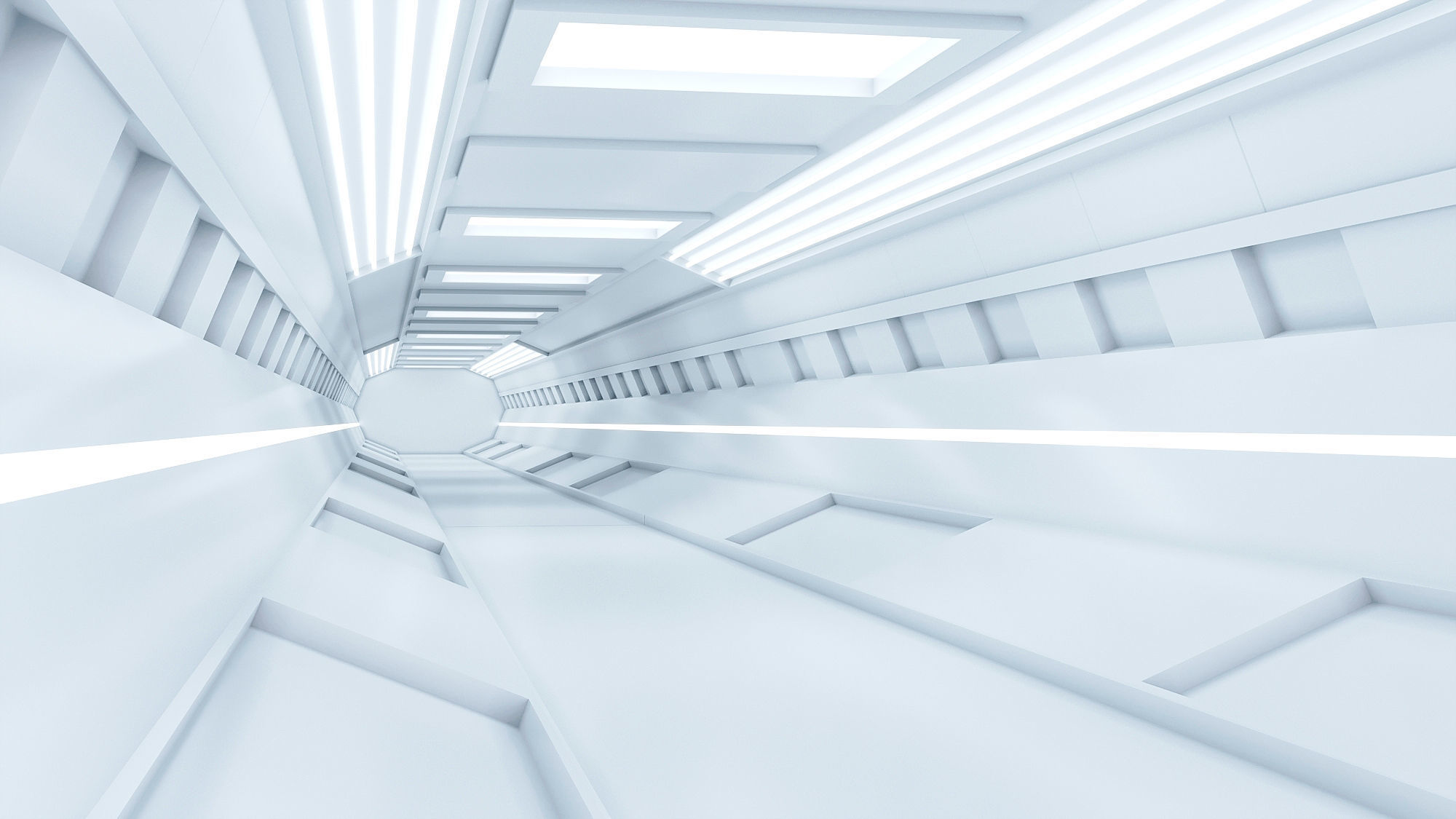 lowpoly sci fi corridor 04 Low-poly 3D model_1