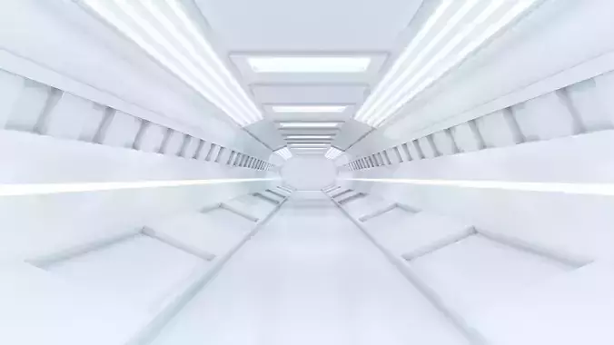 lowpoly sci fi corridor 04 Low-poly 3D model