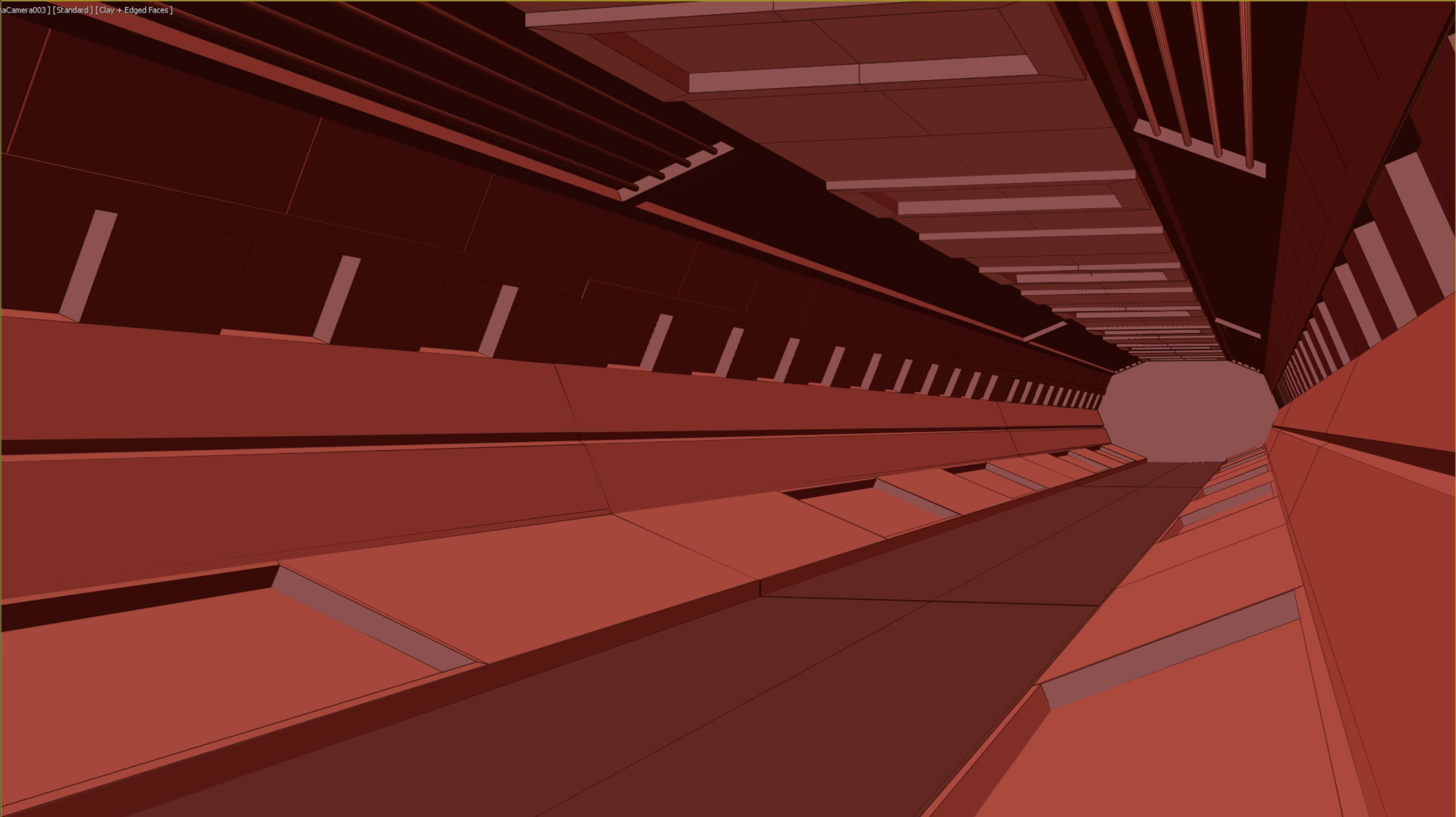 lowpoly sci fi corridor 04 Low-poly 3D model_3