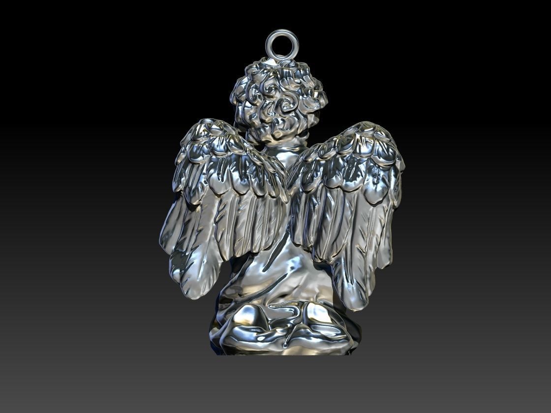 Angel pendant 3D print model_12