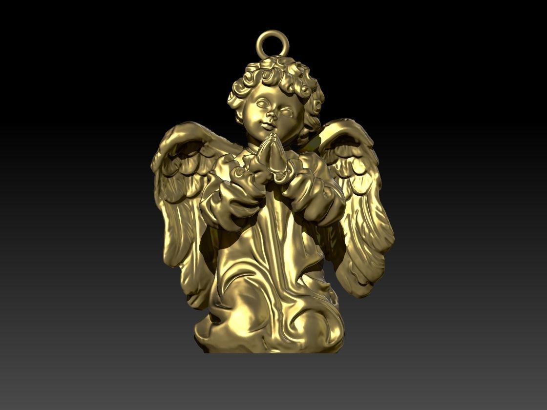 Angel pendant 3D print model_4