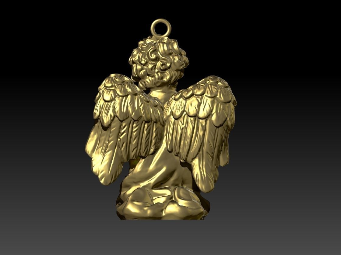 Angel pendant 3D print model_7