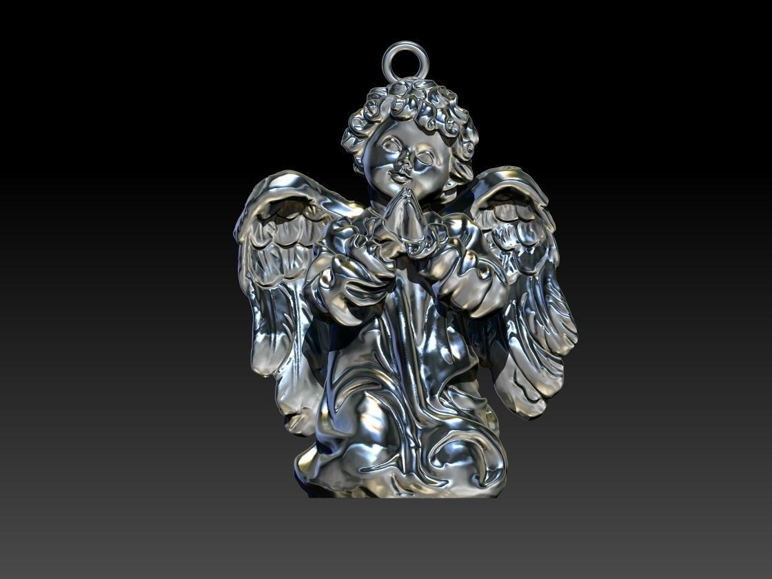 Angel pendant 3D print model_10