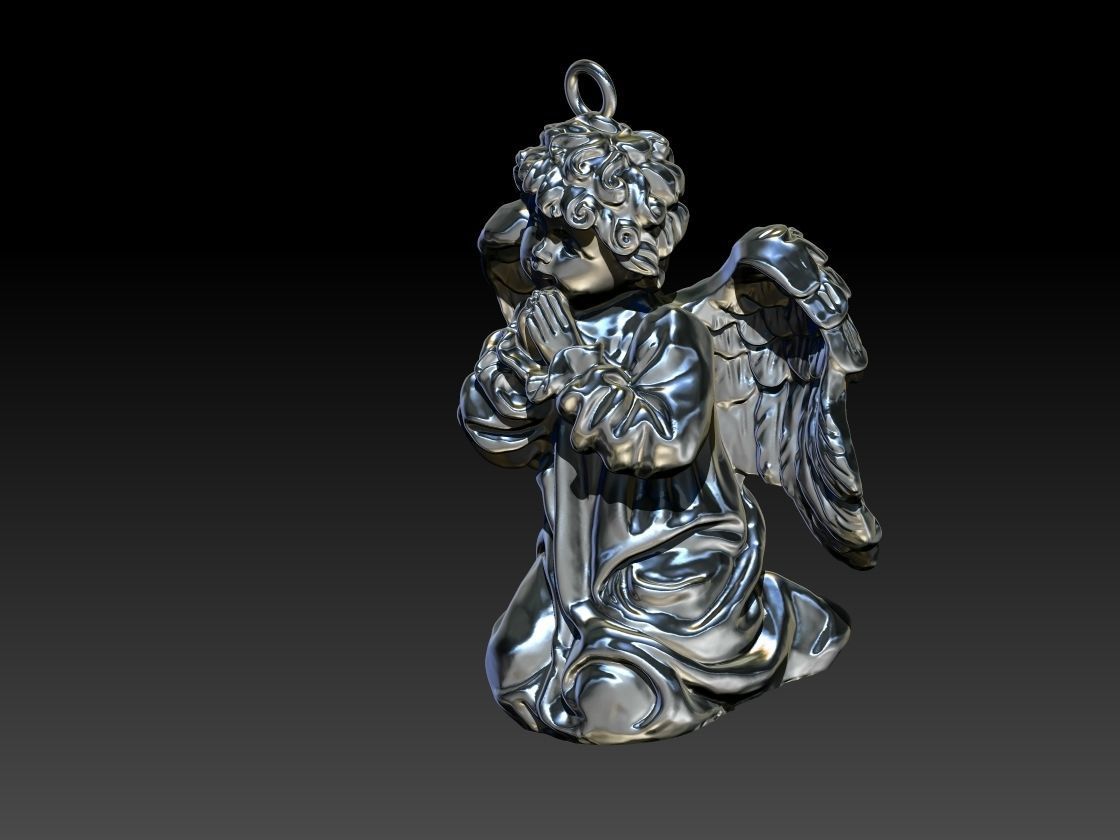 Angel pendant 3D print model_9