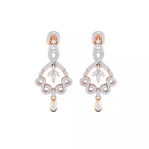 Women Long Drop Earrings STL JCD OBJ FBX Renders Details