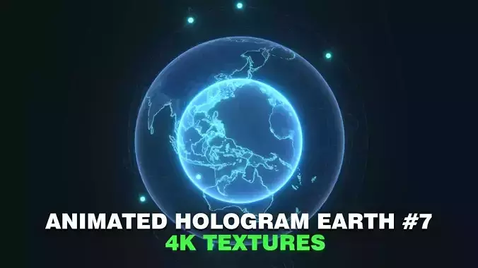 Animated Hologram Planet Earth No 7 Sci-Fi 3D Model 4k Textures Low-poly 3D model