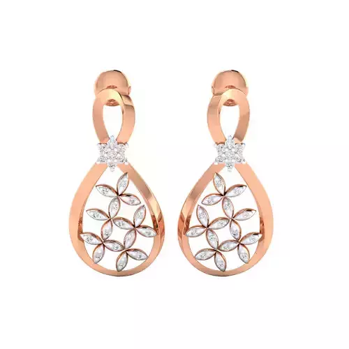 Women Long Drop Earrings STL JCD OBJ FBX Renders Details