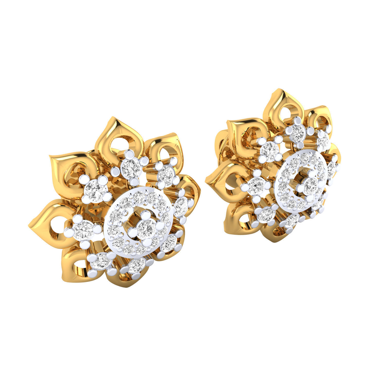 Women Stud Earrings STL JCD OBJ FBX Renders Details 3D print model_5