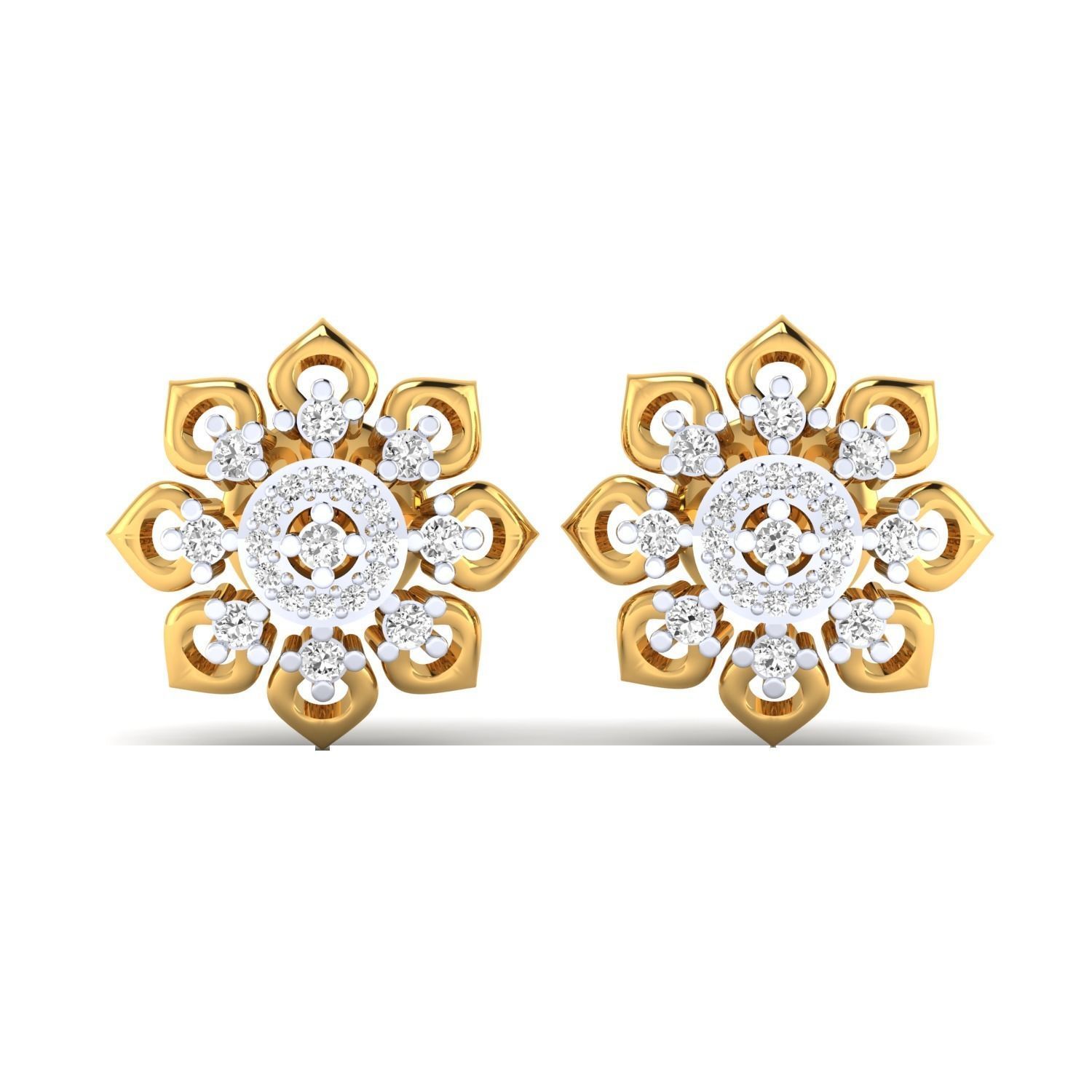 Women Stud Earrings STL JCD OBJ FBX Renders Details 3D print model_18