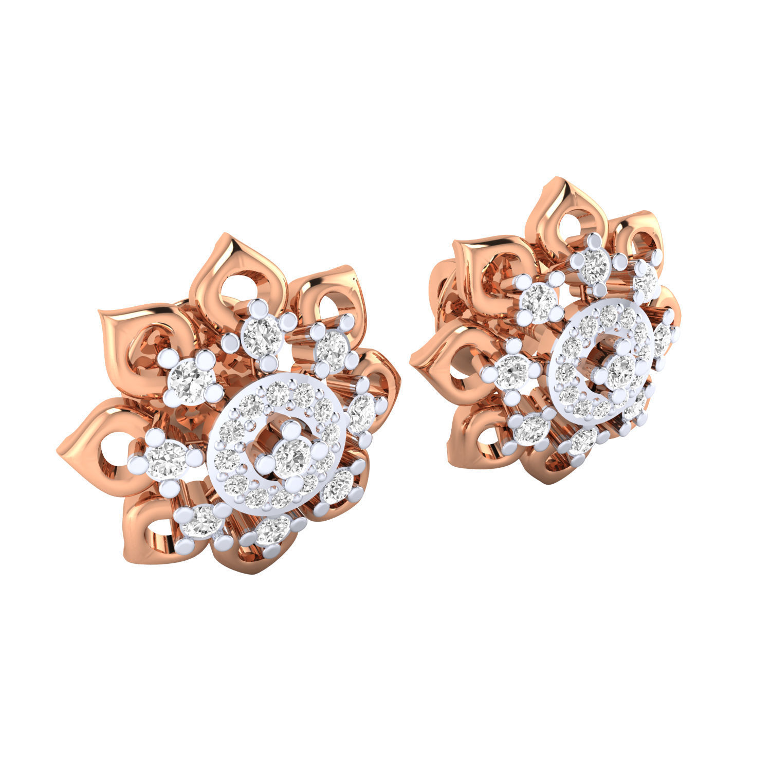 Women Stud Earrings STL JCD OBJ FBX Renders Details 3D print model_1